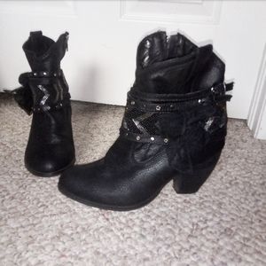 Black high heel booties